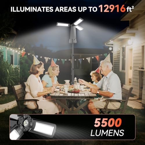 15000mAh Rechargeable Camping Light with Stand, Cordless Work Light, Black - Image 6