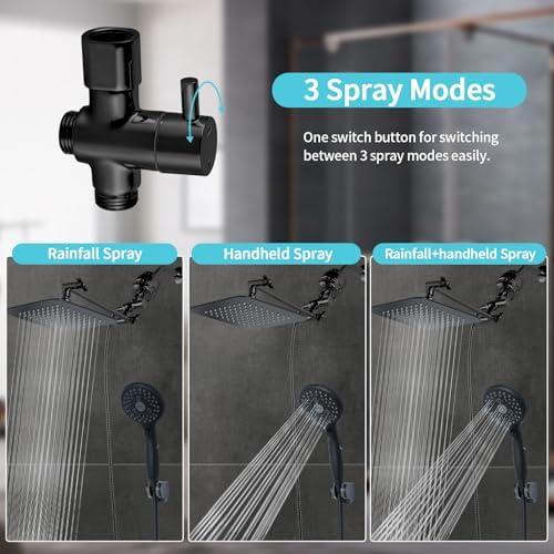 8'' Dual 20 Stage Filtered Shower Head with Handheld, 6 Spray Settings Handheld Shower Head High Pressure Rainfall Filter Combo with 12'' Adjustable Extension Arm, 71'' Shower Hose (Matte Black) - Image 6