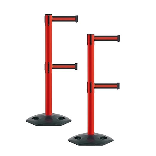 Montour Line MSR630D Set of 2 Retractable Belt Barrier Stanchion, Heavy-Duty by Montour+Line