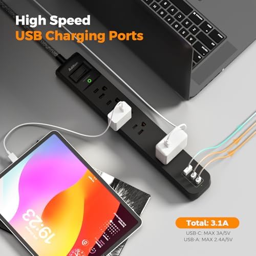 10Ft Long Surge Protector Power Strip -Extension Cord with Multiple Outlets - Image 3