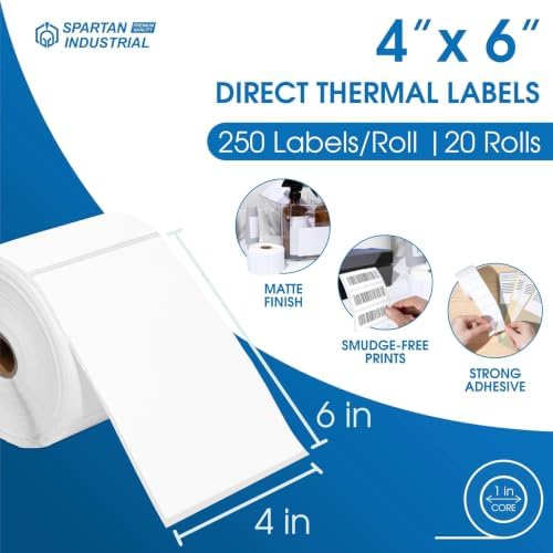 4" X 6" Direct Thermal Labels (5000 Count, 20 Rolls) - Printable - Image 2