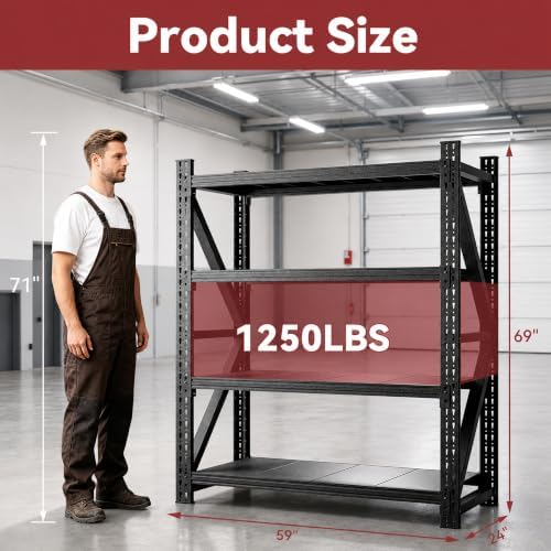 SAWJEC 5000LBS Heavy Duty Metal Garage Shelving 59" W Storage Shelves - Image 2