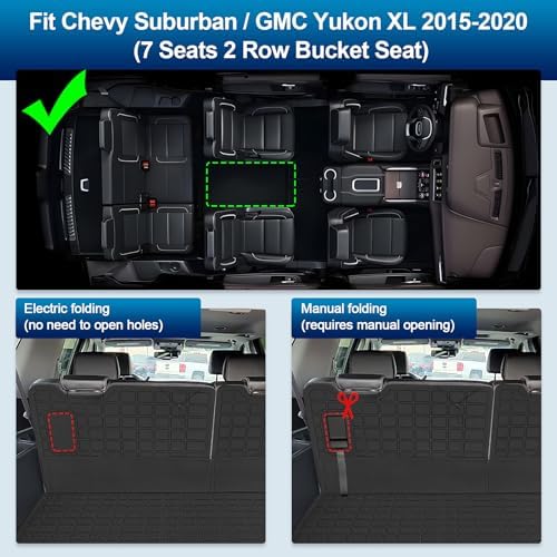 Peleus Floor Mats for Chevy Suburban & GMC Yukon XL 2015-2020 (2nd Row Bucket Seats),TPE All Weather Protection 3 Rows Car Floor Liners Duty Full Set Rubber Liner Suburban & Yukon XL Accessories - Image 2
