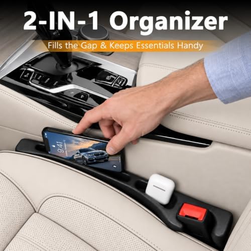 Car Seat Gap Filler, 2PCS Anti-Drop Seat Console Crevice Organizer, Black - Image 3
