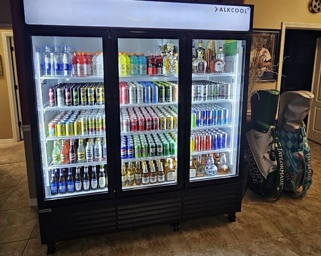 71” Wide Commercial Beverage Refrigerator Display Fridge, Three Glass Door - Image 9