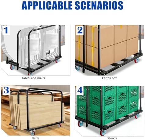 Folding Table Cart, Heavy Duty Table Dolly with 5" PU Swivel Wheels, 1800 LBS Capacity Drywall Trolley, 10 Table Load for Party Events, Hotel, Warehouse, Factory, Moving Panels, Drywall, Boxes - Image 5