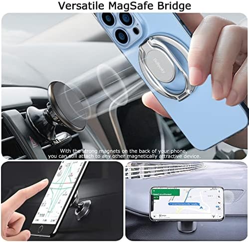 Doflyesky Magnetic Phone Grip Holder Kickstand, Gym Double Adjustable Finger Ring Grip and Stand, Compatible with PopSockets MagSafe Ring Removable for iPhone (Silver) - Image 4
