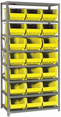 Quantum Storage Systems QSBU-255YL Giant Open Hopper Steel Shelving System, 18" D x 36" W x 75" H, with 8 Shelves and 21 QUS255 Bins, Yellow by QuantumStorageSystems