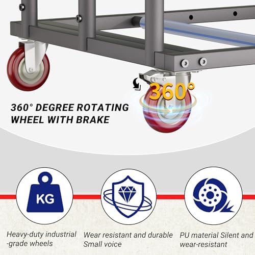 YOHKOH Drywall cart, Heavy-Duty Folding Table & Panel Cart, PU Swivel Wheels, 500 lbs Load,Carry 8-10 Table, for Party, Hotel, Garage, 46.9" W x 31" D x 45.6" H - Image 3
