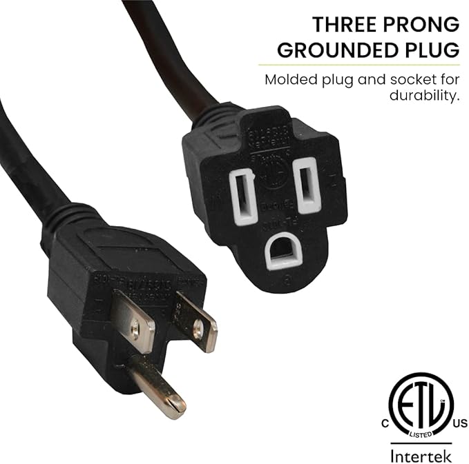 Go Green Power Inc. 16/3 50ft Black Outdoor Extension Cord - Image 4