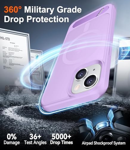 Temdan Magnetic Compatible with iPhone 14 Case/iPhone 13 Case,[Built-in Invisible Kickstand][Compatible with MagSafe][Military Grade Shockproof] Slim Translucent Matte Phone Case for iPhone 14/13 6.1" - Image 4