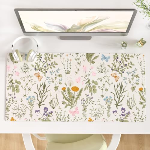 QIYI PU Leather Large Mouse Pad, Waterproof Desk Mat, 31.5" x 15.7", Herbs by QIYI