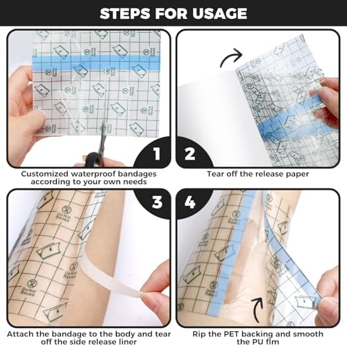 Tattoo Aftercare Waterproof Bandages 4" x 11 Yard Tattoo Cover Up Tape, Tattoo Supplies Care and Equipment Second Skin Protective Clear Sterile Safe Bandages - Image 2