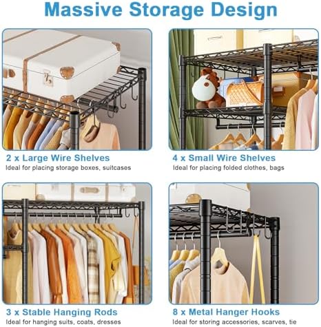Ulif F7 Medium Clothes Rack, Clothing Racks for Hanging Clothes, Black - Image 6