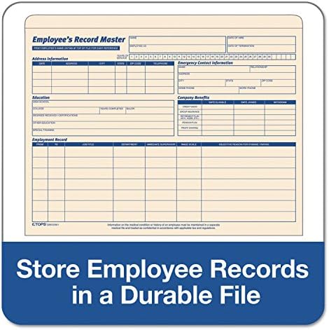 TOPS 3280 Employee Record Master File Jacket, 9 1/2 x 11 3/4, 10 Point Manila (Pack of 20) - Image 4