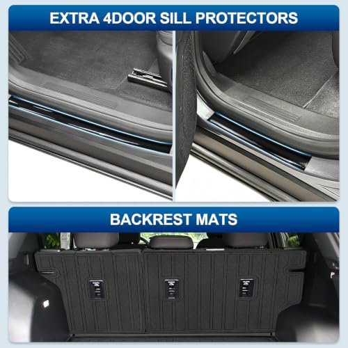 PELEUS Floor Mats with Trunk Cargo Liner and Backrest Mat Compatible with 2025 2026 Chevy Equinox and GMC Terrain, Odorless TPE Custom Fit All Weather Automotive Liners with Door Sill Guards, Black - Image 3