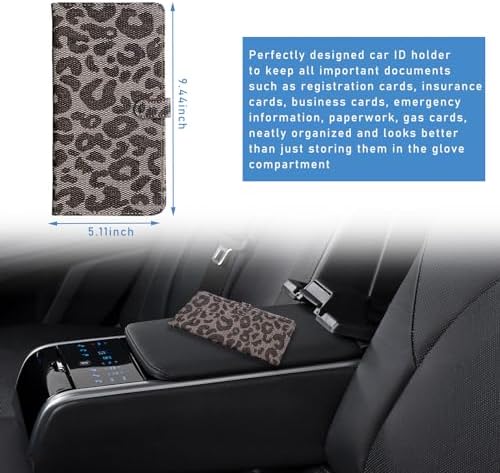 Ziciner Car Registration and Insurance Holder, Auto Card Document Glove Box Organizer with Magnetic Closure, Universal Vehicle Interior Accessories for Cars SUVs (Leopard-Large) - Image 2