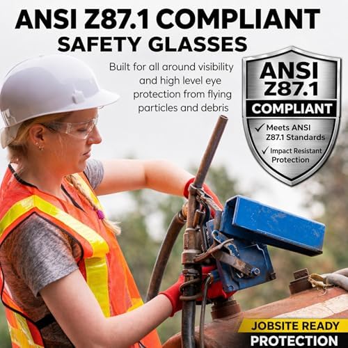BISON LIFE Clear Safety Glasses for Men & Women, ANSI Z87.1 Certified, 6 Pk - Image 2