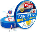 XFasten Professional Blue Painters Tape, Multi-Use, 3/4 Inches x 60 Yards (3-Pack) - Produces Sharp Lines and Residue-Free Artisan Grade Clean Release Wall Trim Tape by XFasten