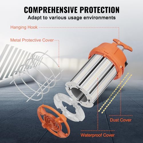 VEVOR LED Temporary Work Light, 150W, 20000lm Construction Lights, 5000K Portable Super Bright & Waterproof & Connected Up to 6 lights, Hanging Job Site Lighting for Indoor and Outdoor Lighting UL - Image 6