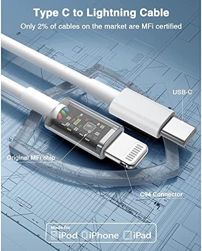 USB C to Lightning Cable (4pack 6ft), Apple MFi Certified iPhone Fast Charger 2m, Power Delivery Original Type C Charging Cord for Apple iPhone 13/12/11 Pro/11/XS MAX/XR/8/7/6s Plus,iPad (White) - Image 2