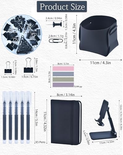 LXEVIHK Black Desk Accessories 21-Piece Office Supplies Gift Set - Image 6