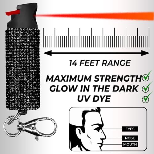 FIGHTSENSE Self Defense Pepper Spray - 1/2 oz Compact Size Maximum Strength Police Grade Formula Best Self Defense Tool for Women W/Leather Pouch Keychain - Image 4
