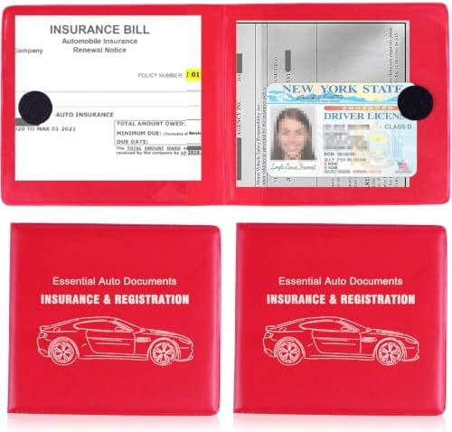 UYYE Car Registration and Insurance Card Holder, Vehicle Glove Box Car Organizer, Interior Car Accessories for Documents, Cards, License - 2 Pack by UYYE