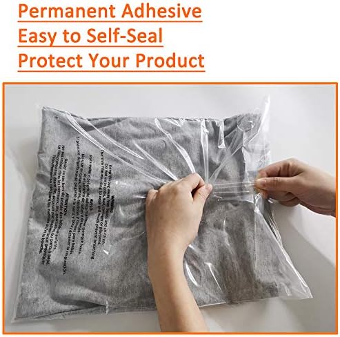 Belinlen 200 Count 12x18 Inch Self Seal Clear Poly Bags with Suffocation Warning for Packaging Clothing, T Shirts, Decorative Wrappers and More with Permanent Adhesive(1.5mil) - Image 5