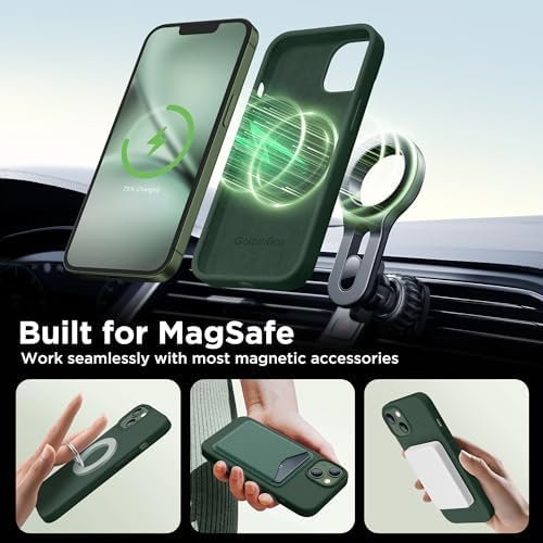 GolbinBox Magnetic for iPhone 13/14 Case, Silicone Cover, Dark Green - Image 4