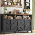 knoworld Buffet Sideboard with Storage Farmhouse, Large Kitchen Storage Cabinet Wood Coffee Bar Cabine Buffet for Kitchen, Living Room, 55in, Black by KNOWORLD