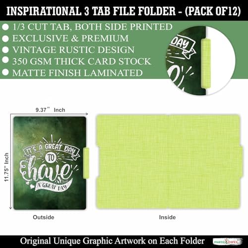 PARTH IMPEX 12 Pack Decorative File Folders, 1/3 Cut Tab (9.37” x 11.75”) - Image 2