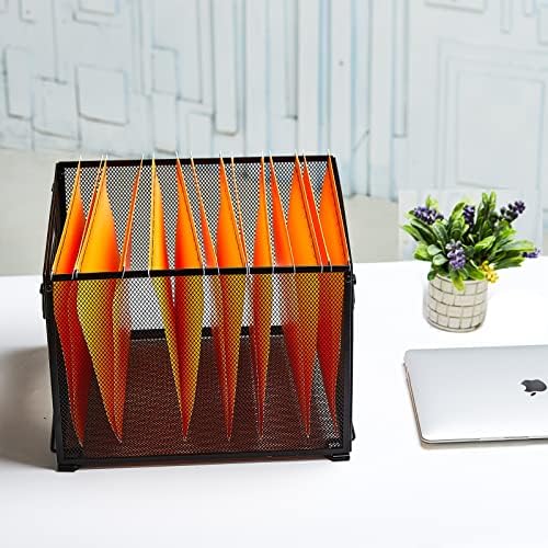 SETTFRFE Letter Size Metal Hanging File Folder Organizer Crate Basket,Black - Image 4