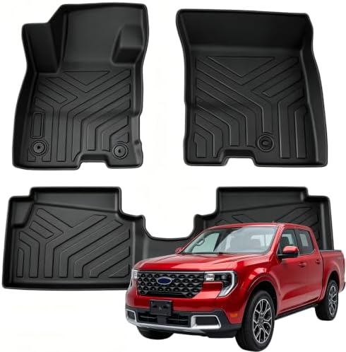 Joruoo-for 2026 2025 2024 2023 2022 Ford Maverick Hybrid Floor Mats, All Weather Heavy Duty Car Floor Liners, Protection Automotive TPE Car Mats, Front & 2nd Row Full Set for Maverick Accessories by JORUOOServeyouwellalltheway
