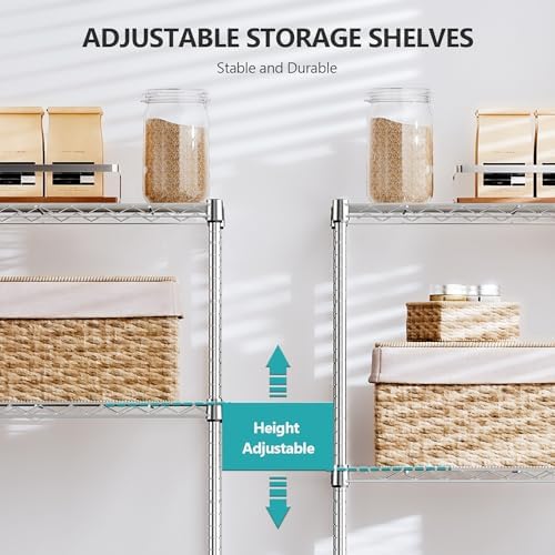 IZEUK 4-Tier Chrome Metal Storage Shelves, Adjustable Wire Shelving Unit Organizer for Kitchen, Bathroom, Home, 1000 lbs, 13.7" D x 23.6" W x 53.4" H - Image 5