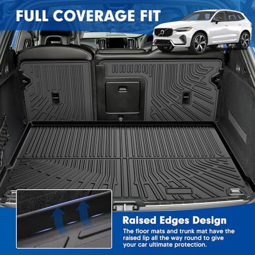 Mixsuper Cargo Liner for Volvo XC60 2018-2024 2025, All Weather Trunk Mat Backrest Mat TPE Back Seat Cover Protector for XC60 Accessories - Image 3