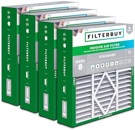 Filterbuy 20x20x5 Air Filter MERV 8 Dust & Allergy Defense (4-Pack) by Filterbuy
