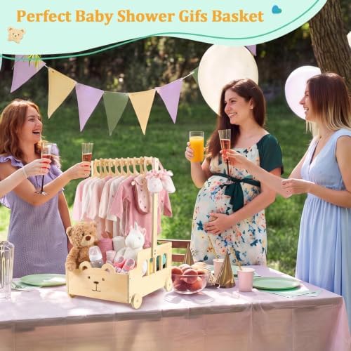 Large Wooden Baby Shower Crate Closet with Wheels and Handle - Image 6
