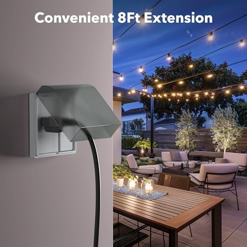 BN-LINK 8 ft Indoor/Outdoor Extension Cord 16/3 SJTW, Black, Water & Weather Resistant, 3-Prong Grounded Plug for Landscaping & Holiday Decorations, Home & Office, 13A ETL - Image 6