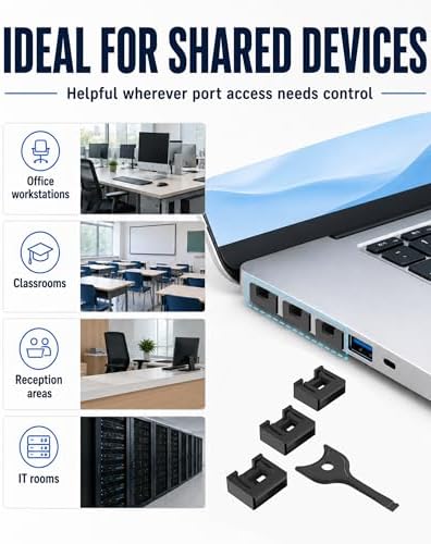 24-Pack USB-A Port Locks with 2 Keys,Laptop Security Locks for Physical Security and Malware Protection,Removable USB-A Port Locks for PC Laptops, Protecting Data and Information Security (Black) - Image 3