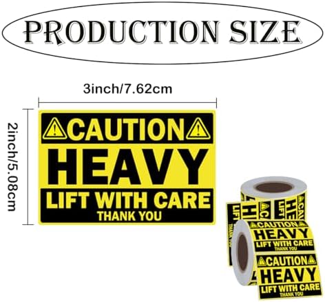 2 x 3Inch Caution Heavy Shipping Stickers,200Pcs Caution Heavy Labels - Image 2