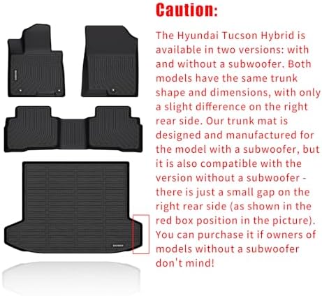 KELCSEECS® Floor Mats & Cargo Liner for 2026 2025 2024 2023 2022 Hyundai Tucson Hybrid Car Mats Cargo Mat Trunk Mat Tucson Hybrid All Weather Floor Mats Trunk Liner Black Accessories - Image 3