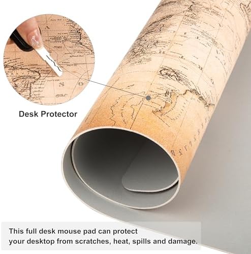 QiyI PU Leather Large Mouse Pad, Office Decor, 31.5" x 15.7", World Map - Image 4