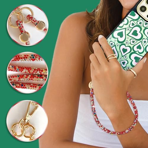 Crystal Phone Strap Crossbody and Wrist Lanyard, Anti Theft Layered & Wrist Strap Cell Phone Neck for Women - Image 3