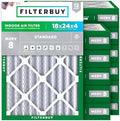 Filterbuy 18x24x4 Air Filter MERV 8 Dust & Allergy Defense (12-Pack) by Filterbuy