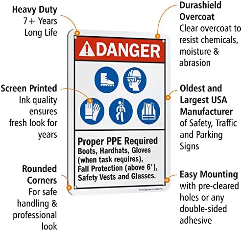 SmartSign "Danger - Proper PPE Required" Sign | 7" x 10" Aluminum - Image 4