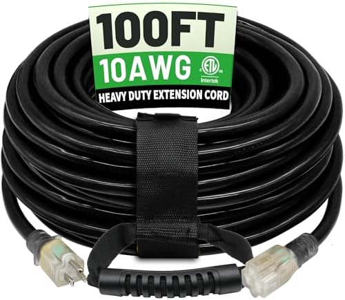 POWGRN 100 Ft 10AWG Outdoor Extension Cord Waterproof Heavy Duty, Black by POWGRN