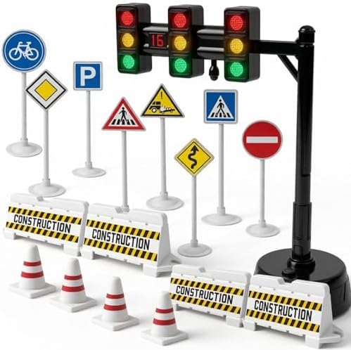 Traffic Light Toy with LED and Sound, Traffic Lights Set for Kids 3-7 by Unknown