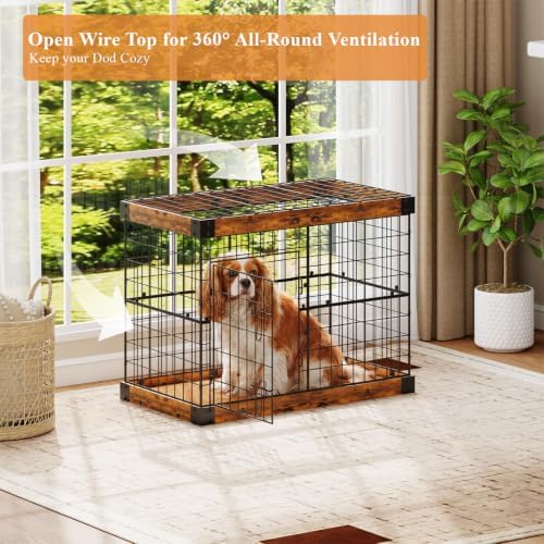 30 Inch Dog Crate Furniture with Cushion Mat for Dogs up to 30 lbs, Indoor Dog Kennel with Spacious Storage Top, Decorative Metal Dog Cage for Small Dogs - Image 3