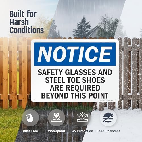 SmartSign Notice - Safety Glasses And Steel Toe Shoes Are Required Beyond This Point OSHA Metal Sign, 10 x 14 inches 40 mil Laminated Rustproof Aluminum, Made in USA - Image 2